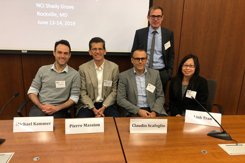 Speakers in the Premalignancy, Risk Stratification, and Chemoprevention session (L to R): Michael Kammer, Vanderbilt University, Pierre Massion, Vanderbilt University, Claudio Scafoglio, UCLA, Anastasios Dimou, University of Colorado, Linh Tran, UCLA